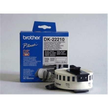 Brother | DK-22210 | Etykiety | Termiczne | Czarne na białym | Rolka (2,9 cm x 30,5 m)