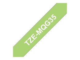 Brother TZ-EMQG35, 12mm white on lime green matt tape | Brother