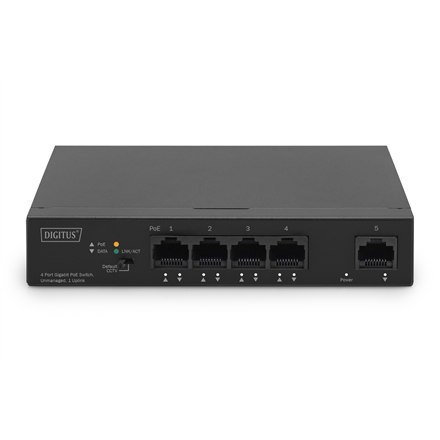 Digitus | 4-portowy gigabitowy przełącznik PoE | DN-95330-1 | Niezarządzany | Biurkowy | Ilość portów 10/100 Mb/s (RJ-45) | Iloś