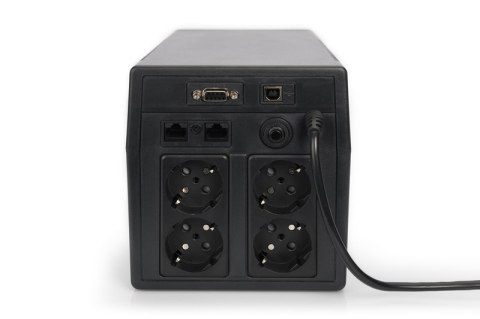 Digitus | Line-Interactive UPS | Line-Interactive UPS DN-170075, 1500VA, 900W, 2x akumulator 12V/9Ah, 4x gniazdo CEE 7/7, 2x RJ4
