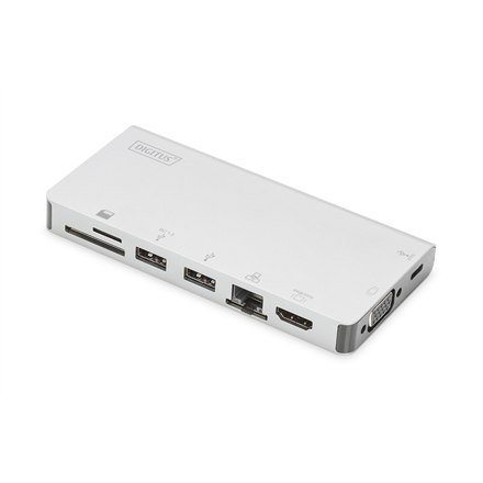 Digitus | USB-C Multiport Travel Dock | DA-70866 | Stacja dokująca | Porty Ethernet LAN (RJ-45) 1 | Porty VGA (D-Sub) 1 | Porty