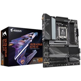 Gigabyte | X670 AORUS ELITE AX 1.0A M/B | Rodzina procesorów AMD | Gniazdo procesora AM5 | DDR5 DIMM | Gniazda pamięci 4 | Obsłu