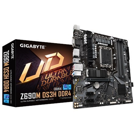 Gigabyte | Z690M DS3H DDR4 1.0 M/B | Rodzina procesorów Intel | Gniazdo procesora LGA1700 | DDR4 DIMM | Gniazda pamięci 4 | Obsł