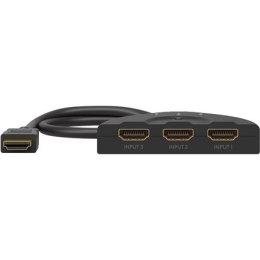 Goobay | Przełącznik HDMI 3 na 1 (4K @ 30 Hz) | 58487 | Czarny | HDMI żeńskie | 3 HDMI żeńskie | 0,58 m