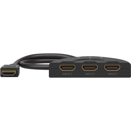 Goobay | Przełącznik HDMI 3 na 1 (4K @ 30 Hz) | 58487 | Czarny | HDMI żeńskie | 3 HDMI żeńskie | 0,58 m