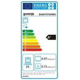 Gorenje | BSA6747A04BG | Piekarnik | 77 L | Wielofunkcyjny | EcoClean | Sterowanie mechaniczne | Funkcja pary | Tak | Wysokość 5