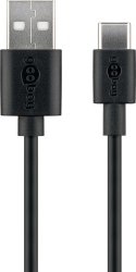Kabel USB-C Goobay | Męski | 4-pin USB Type A | Męski | Czarny | 24-pin USB-C | 0,1 m | Szybkie ładowanie do 3 A | Kompatybilny