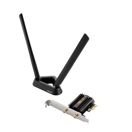 Karta sieciowa Asus Tri Band PCI-E WiFi 6E PCE-AXE59BT, Standard 802.11ax, Prędkość Transferu do 574/2402/2042 Mbit/s, Porty Eth