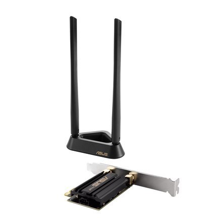 Karta sieciowa Asus Tri Band PCI-E WiFi 6E PCE-AXE59BT, Standard 802.11ax, Prędkość Transferu do 574/2402/2042 Mbit/s, Porty Eth