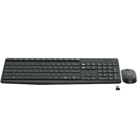 Logitech | MK235 | Zestaw klawiatura i mysz | Bezprzewodowy | Mysz w zestawie | Baterie w zestawie | USA | Czarny | 475 g