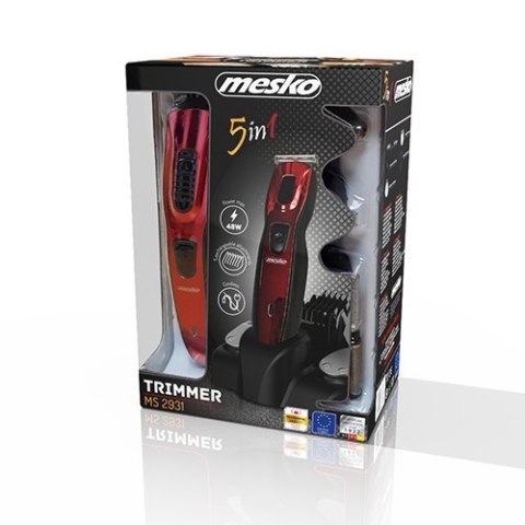 Mesko | Trimmer 5 in 1 | MS 2931 | Cordless | Number of length steps | Black/Red