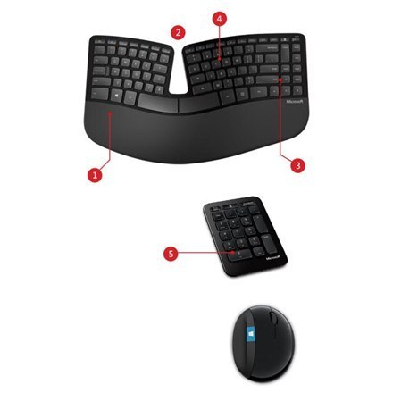 Microsoft | L5V-00009 | Sculpt Ergonomic Desktop | Multimedia | Wireless | Mouse included | DK | Black | Danish | 842 g | Numeri