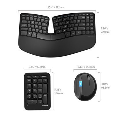 Microsoft | L5V-00009 | Sculpt Ergonomic Desktop | Multimedia | Wireless | Mouse included | DK | Black | Danish | 842 g | Numeri