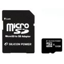 Pamięć Flash Silicon Power | 16 GB | MicroSDHC | Klasa 10 | Z adapterem SD | Gwarancja 60 dni