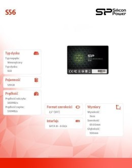 Silicon Power | S56 | 120 GB | Format SSD 2,5