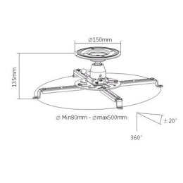 Sunne | Projector Ceiling mount | Turn, Tilt | Black