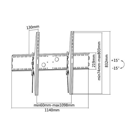 Sunne | Wall Mount | 60-100-LP | 60-100 " | Maximum weight (capacity) 100 kg | Black