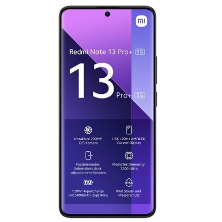 Xiaomi Redmi Note 13 Pro+ | Czarny | 6.67" AMOLED | 1220 x 2712 pikseli | Mediatek Dimensity 7200 Ultra | 12 GB RAM | 512 GB | D