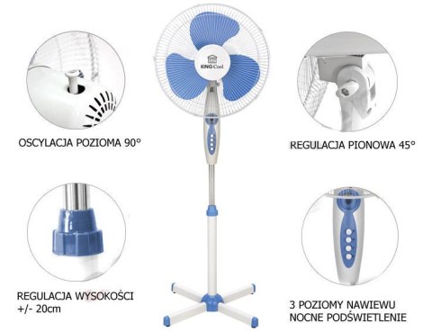 2 x WENTYLATOR PODŁOGOWY KINGCOOL 40cm 40W KC-2124