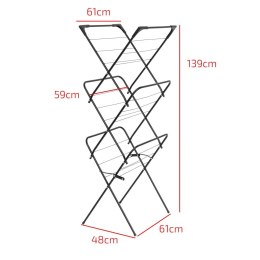 3-POZIOMOWA STOJĄCA SUSZARKA BALKONOWA PIONOWA NA PRANIE, SKŁADANA, 6 SKRZYDEŁ BRUNBESTE BB-3911