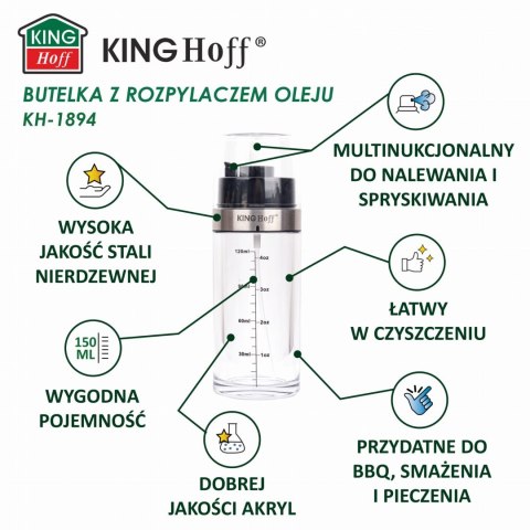 ATOMIZER SPRYSKIWACZ DO OLEJU OLIWY OCTU 2W1 150ML KINGHOFF KH-1894