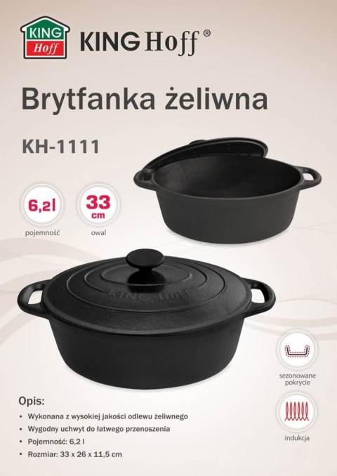 BRYTFANNA ŻELIWNA 6.2L 33cm KiNGHOFF KH-1111