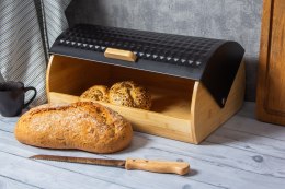 CHLEBAK DREWNIANY Z POKRYWĄ METALOWĄ + NÓŻ BRUNBESTE BB-2773