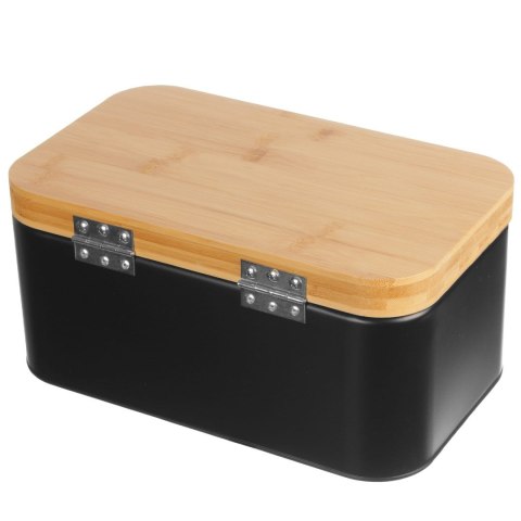 CHLEBAK METALOWY CZARNY Z DESKĄ DO KROJENIA + MASELNICZKA + NÓŻ BRUNBESTE BB-2777