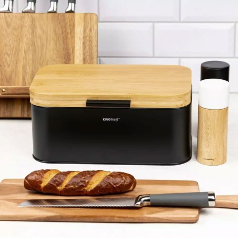 CHLEBAK STALOWY Z POKRYWĄ BAMBUSOWĄ KINGHOFF KH-1735