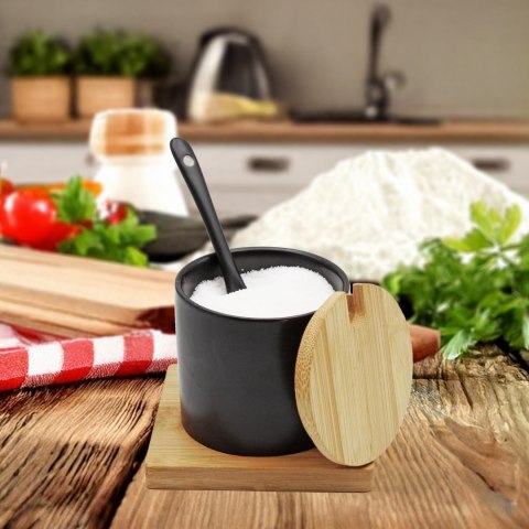 CUKIERNICZKA CERAMICZNA Z BAMBUSOWĄ PODSTAWKĄ 350ML BRUNBESTE BB-4501