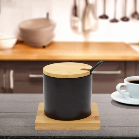 CUKIERNICZKA CERAMICZNA Z BAMBUSOWĄ PODSTAWKĄ 350ML BRUNBESTE BB-4501