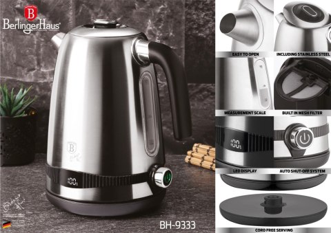 CZAJNIK ELEKTRYCZNY 1.7L Z REGULACJĄ TEMPERATURY BERLINGER HAUS BLACK SILVER BH-9333