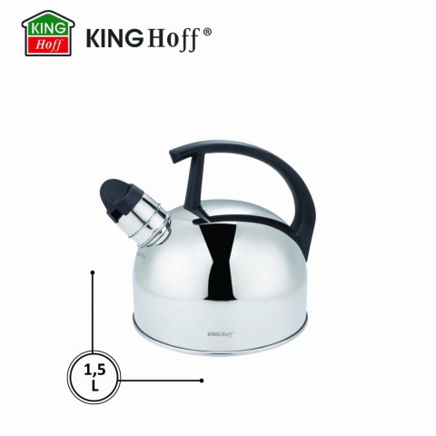 CZAJNIK STALOWY 1.5L BŁYSZCZĄCY SREBRNY KINGHOFF KH-1896