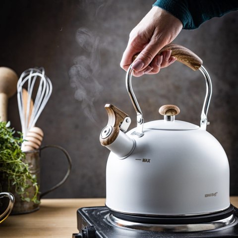 CZAJNIK STALOWY 2.5L INDUKCJA KINGHOFF KH-1860 BIAŁY MATOWY