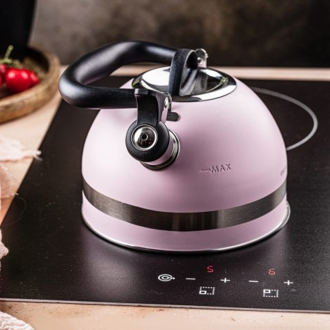 CZAJNIK STALOWY NA GAZ 1.8L MAŁY INDUKCJA KINGHOFF KH-1856 RÓŻOWY