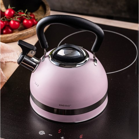 CZAJNIK STALOWY NA GAZ 1.8L MAŁY INDUKCJA KINGHOFF KH-1856 RÓŻOWY