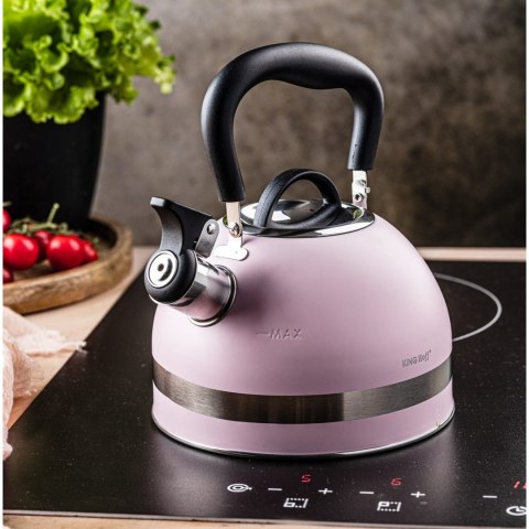 CZAJNIK STALOWY NA GAZ 1.8L MAŁY INDUKCJA KINGHOFF KH-1856 RÓŻOWY