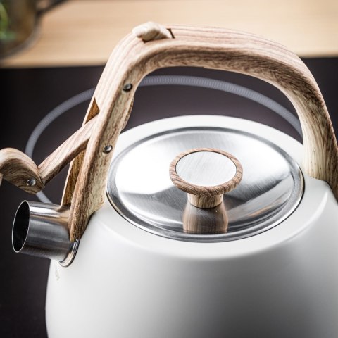 CZAJNIK STALOWY NA GAZ 2.5L INDUKCJA KLAUSBERG KB-7775 KREMOWY MATOWY