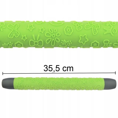 DEKORACYJNY SILIKONOWY WAŁEK DO CIASTA 35,5cm BRUNBESTE BB-3324 ZIELONY