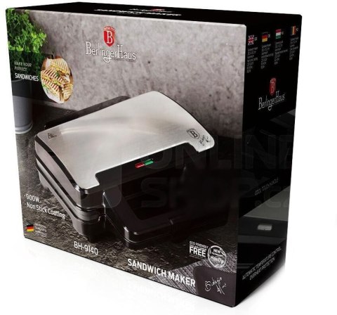 ELEKTR. OPIEKACZ TOSTER 900W SANDWICH MAKER BERLINGER HAUS BH-9140