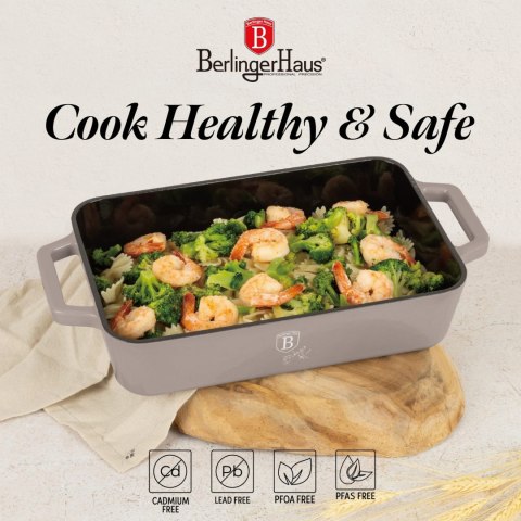 EMALIOWANA BRYTFANNA ŻELIWNA 30X20X7CM 3.0L BERLINGER HAUS STRONG MOLD TAUPE BH-6526