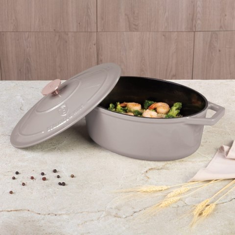 EMALIOWANA BRYTFANNA ŻELIWNA 4.65L 30CM BERLINGER HAUS STRONG MOLD TAUPE BH-6541