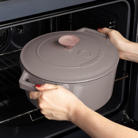 EMALIOWANY GARNEK ŻELIWNY 4.35L 24CM BERLINGER HAUS STRONG MOLD TAUPE BH-6525