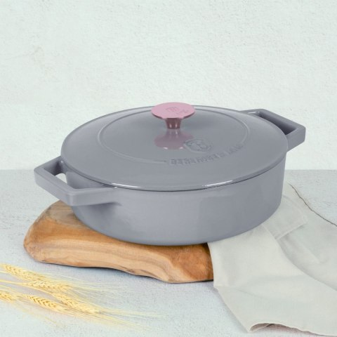 EMALIOWANY NISKI GARNEK ŻELIWNY 2.57L 26CM BERLINGER HAUS STRONG MOLD TAUPE BH-6527