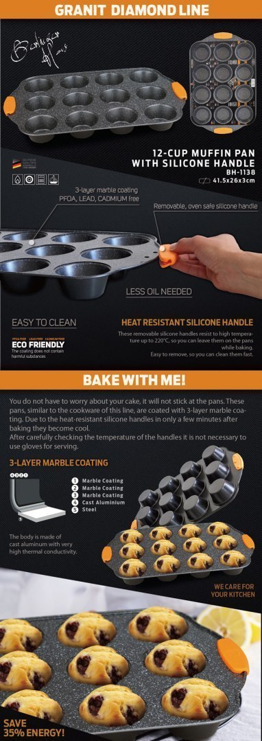 FORMA DO PIECZENIA MUFFINÓW x12 BERLINGER HAUS GRANIT DIAMOND BH-1138