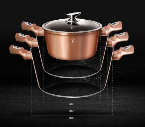 GARNEK 2.5L 20CM BERLINGER HAUS METALLIC LINE ROSE GOLD BH-1514-N