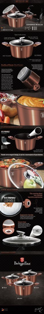 GARNEK 2.5L 20CM BERLINGER HAUS METALLIC LINE ROSE GOLD BH-1514-N