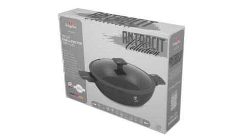 GARNEK NISKI TYTANOWY Z POKRYWKĄ 28CM 3.8L BERLINGER HAUS ANTRACIT BH-8128