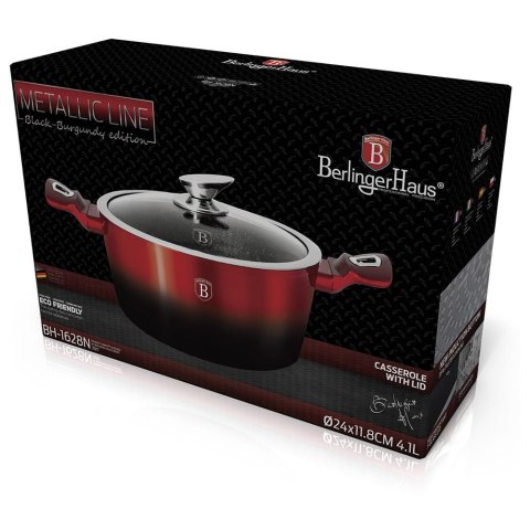 GARNEK Z POWŁOKĄ GRANITOWĄ 24cm 4.1L BERLINGER HAUS BLACK BURGUNDY BH-1628