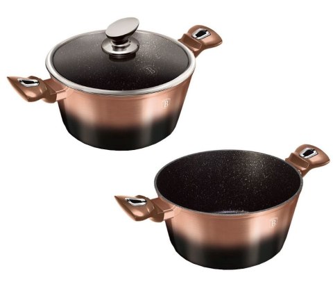 GARNEK Z POWŁOKĄ GRANITOWĄ 4.1L 24cm BERLINGER HAUS ROSE GOLD NOIR BH-1895